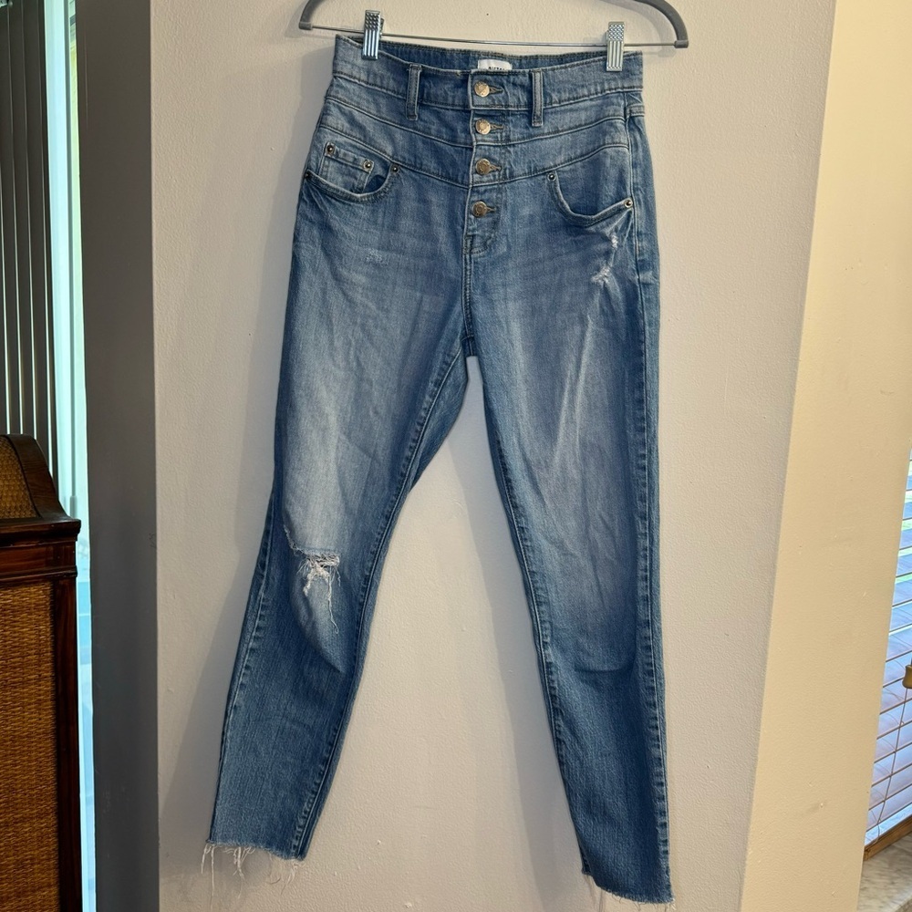 Pistola Women’s High Waist Button Fly Distressed Skinny Jeans Size 26